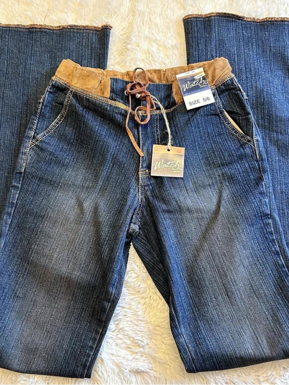 Y2K 2000’s Faux Suede Laced Up Flared Jeans